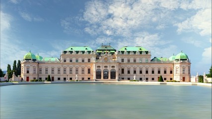 Fototapete - Belvedere Palace in Vienna - Austria, Time lapse