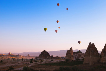 Wall Mural - amazing beautiful sunrise over mountains in Cappadocia, Turkey