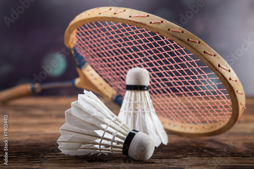Fotografie, Obraz A set of badminton. Paddle and the shuttlecock.