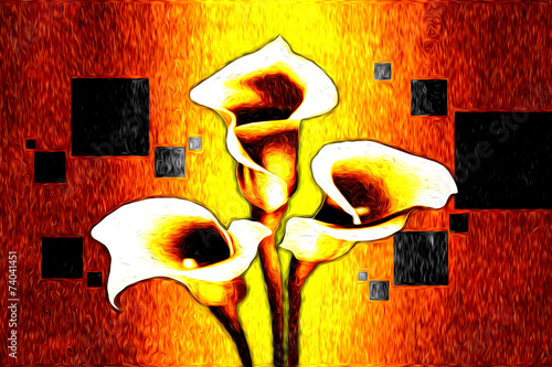 obraz-olejny-z-abstrakcyjnymi-kwiatami-w-stylu-vintage