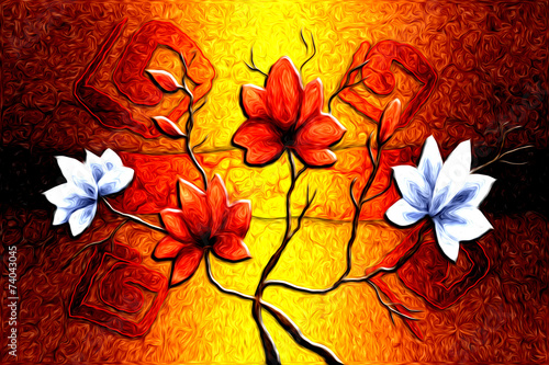 Fototapeta na wymiar Abstract flower oil painting