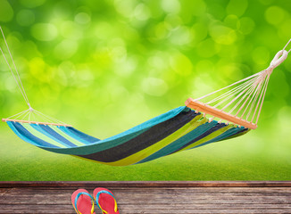 Wall Mural - Relaxing on hammock in garden