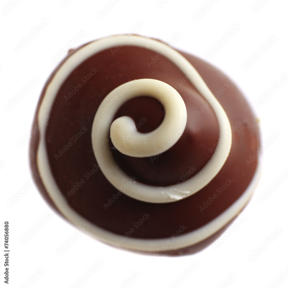 Delicious chocolate candy isolated on white