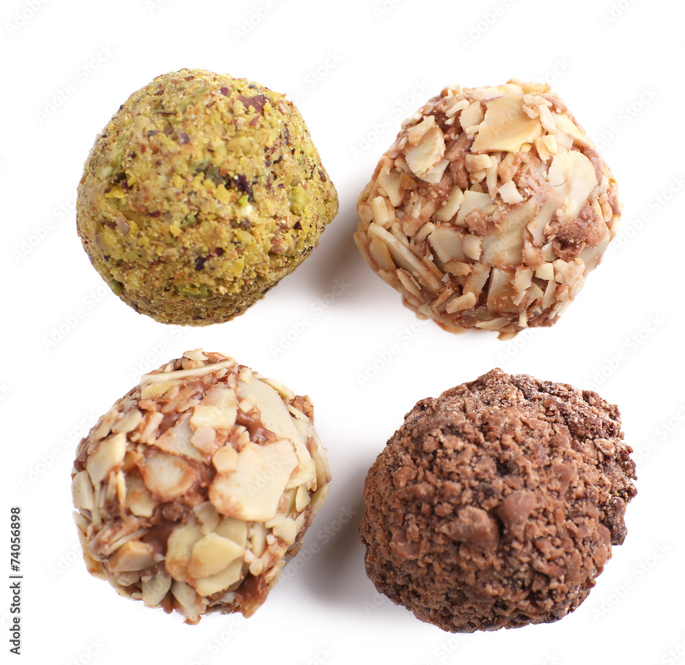 Delicious chocolate candy isolated on white