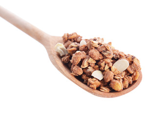 Wall Mural - Granola in spoon isolated on white
