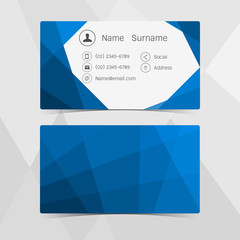 Wall Mural - Business Cards Polygonal blue design. Vector illustration