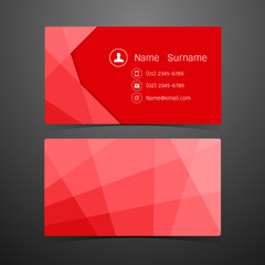 Wall Mural - Business Cards Polygonal red design. Vector illustration