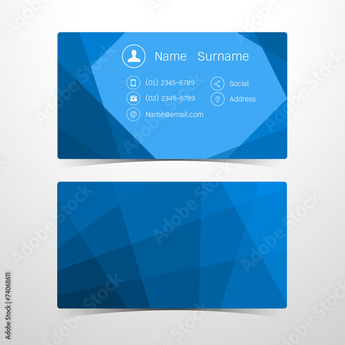 Business Cards Polygonal blue design. Vector illustration