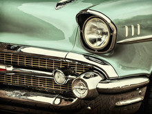Retro Styled Image Of A Front Of A Classic Car