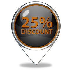 discount 25 pointer icon on white background