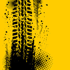 Wall Mural - Yellow tire track background