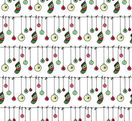Hand drawn New Year and Christmas pattern