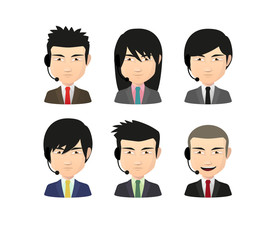 Poster - Set of asian male avatars with various hair styles wearing heads