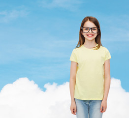 Sticker - smiling cute little girl in black eyeglasses