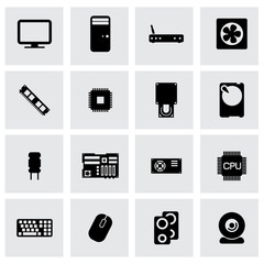 Wall Mural - vector black computer icon set