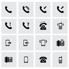 Wall Mural - Vector black telephone icon set
