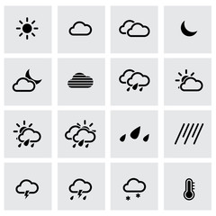 Wall Mural - vector black weather icon set