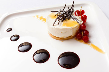 Sticker - Cheesecake with chocolate sauce