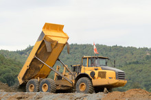 Large Bulldozer Leveling Out Fill At A Airport Runway 