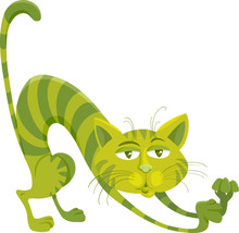 Green Cat Character Cartoon Illustration