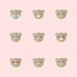 Fototapeta Pokój dzieciecy - Vector minimalistic flat bear emotions icon set