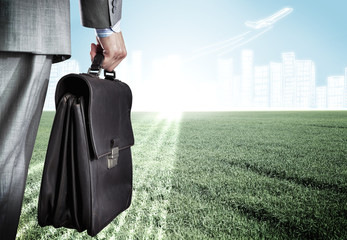 Canvas Print - Businessman with suitcase