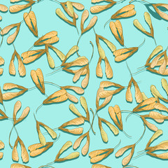 Wall Mural - seamless pattern with seeds of maple