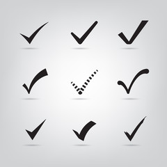 Wall Mural - a set of 9 checkmarks/ticks