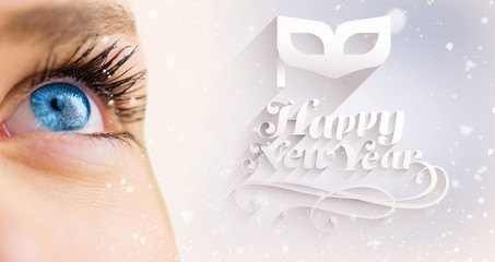 Poster - Composite image of blue eye looking up on female face