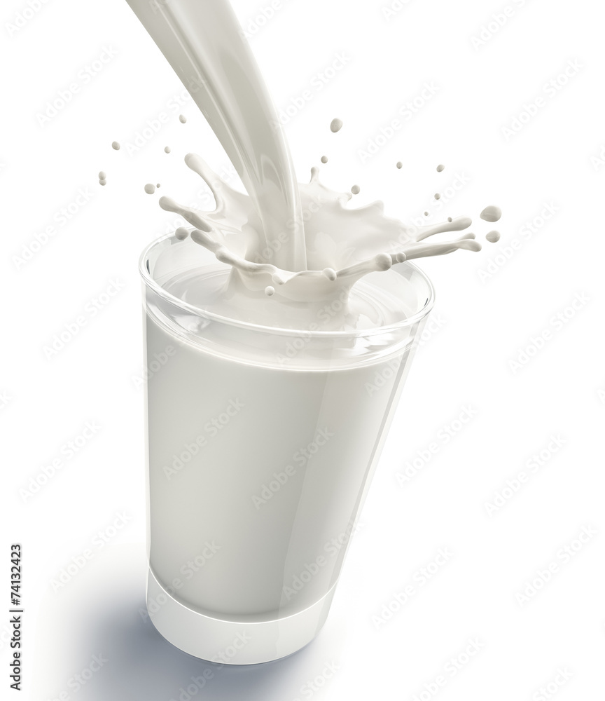 Ein Glas Milch vor Weiss Stock Illustration