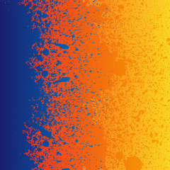 colorful blue, orange and yellow paint splashes background