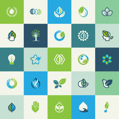 Wall Mural - set of flat design nature icons