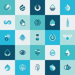 Wall Mural - set of flat design icons for water and nature