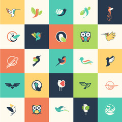 Wall Mural - set of flat design bird icons