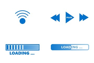 Sticker - Symboles téléchargement, lecture et wifi en 4 icônes