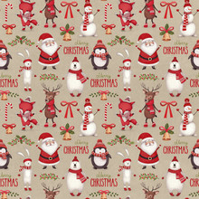 Watercolor Christmas Illustrations. Seamless Pattern