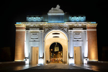 Illuminated Menin Gate In Belgian City Ypres/ieper.