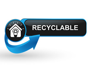 Sticker - recyclable sur bouton web design bleu