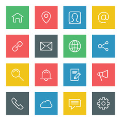 Wall Mural - white thin line icons set for web and mobile on color background