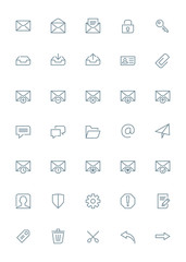 Wall Mural - thin line mail icons set
