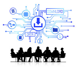 Poster - Vector of Business People Discussing Downloading