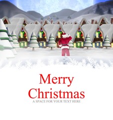 Aufkleber - Composite image of santa delivery presents to village