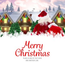 Aufkleber - Composite image of santa delivery presents to village