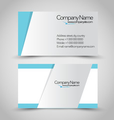 Wall Mural - Business card set template. Blue and silver color. 