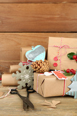 Wall Mural - Beautiful Christmas composition with handmade gifts