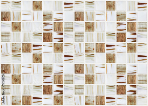 Fototapeta na wymiar small marble square tiles with beige color effects