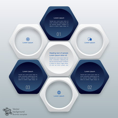 Wall Mural - Infographics Vector Background Honeycomb Structure 3-step