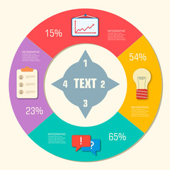 Business flat infographic template with text fields. Vector Illu