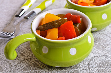 Cooked peppers and zucchini