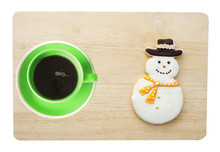 Coffee Cup And Snowman Cookie